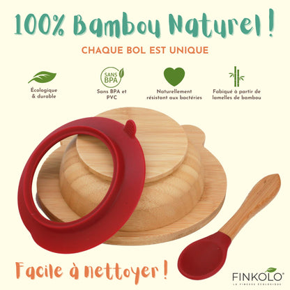 Bol Ventouse pour Bébé Cuillère Bambou