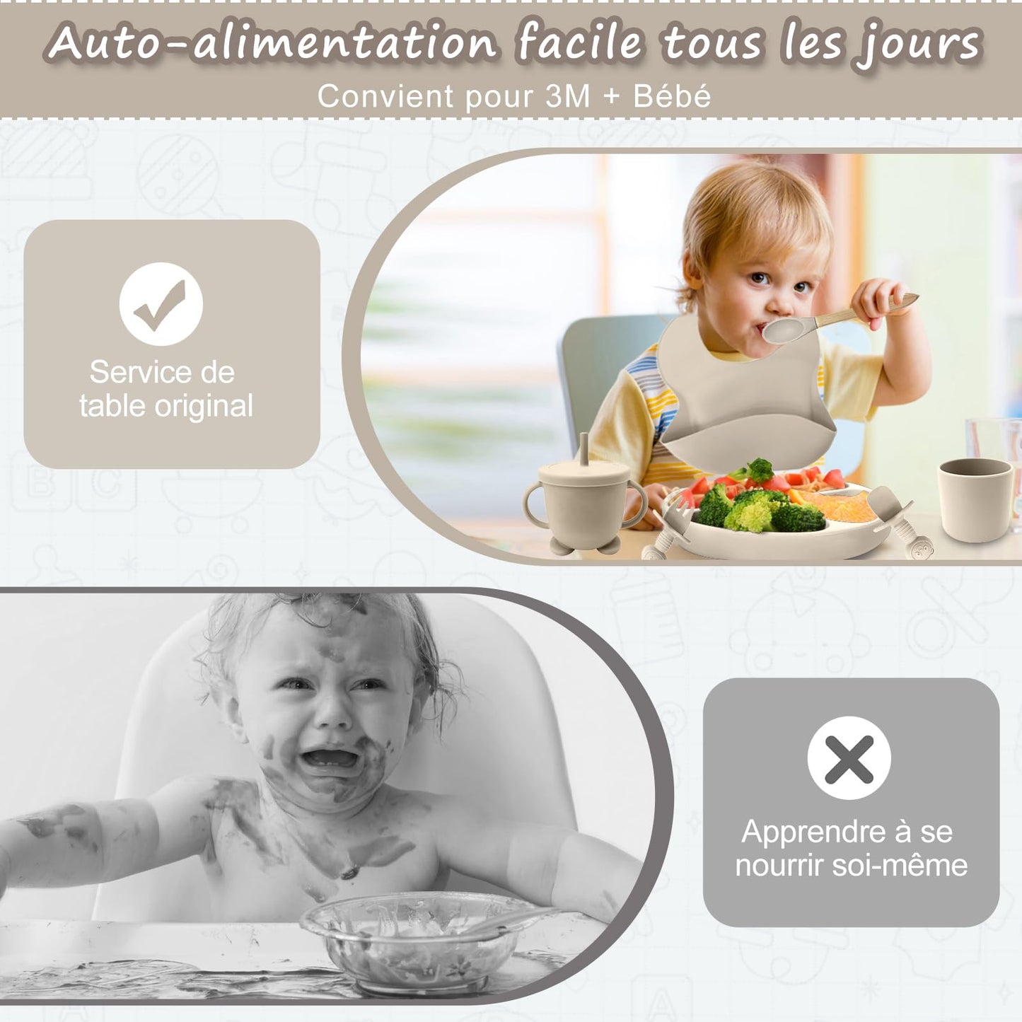 Lot de 12 Set Repas Bébé